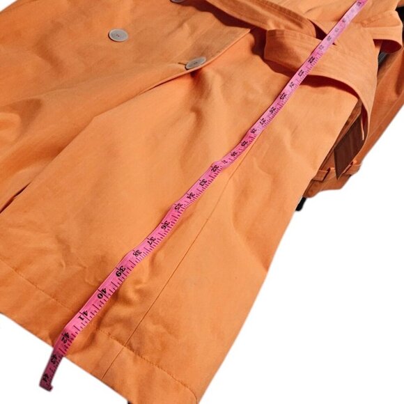 RIANI Womens Longline Trench Double Breasted Belted Jacket Orange Size 38/US 8 - Picture 4 of 11